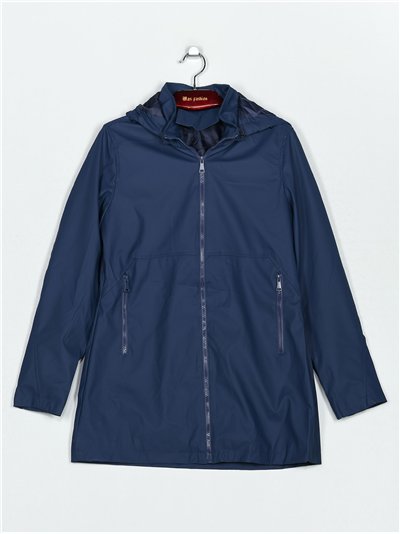 Faux leather parka with hood navy (M-L-XL-XXL)