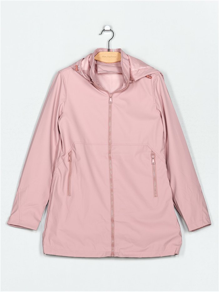 Faux leather parka with hood pink (M-L-XL-XXL)