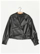 Faux leather biker jacket black (S-M-L)