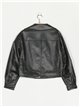 Faux leather biker jacket black (S-M-L)