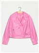 Faux leather biker jacket fushia (S-M-L)