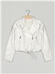 Faux leather biker jacket with rhinestone white (S-XL)