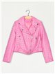 Faux leather studded biker jacket fushia (S-XL)