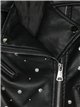 Faux leather biker jacket with rhinestone black (S-XL)