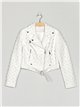 Faux leather biker jacket with rhinestone white (S-XL)