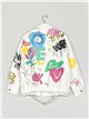 Oversized faux leather slogan biker jacket white (S/M-M/L)