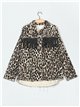 Leopard print denim overshirt with fringing camel (S-M-L)