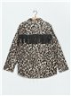 Leopard print denim overshirt with fringing camel (S-M-L)