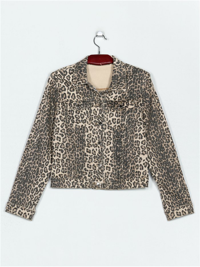 Leopard print denim jacket camel (S-XXL)