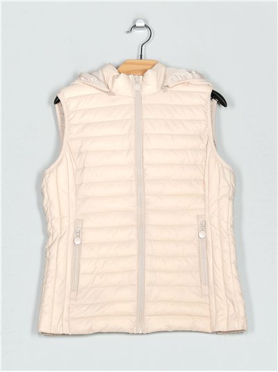 Quilted waistcoat with hood beige (42-50)