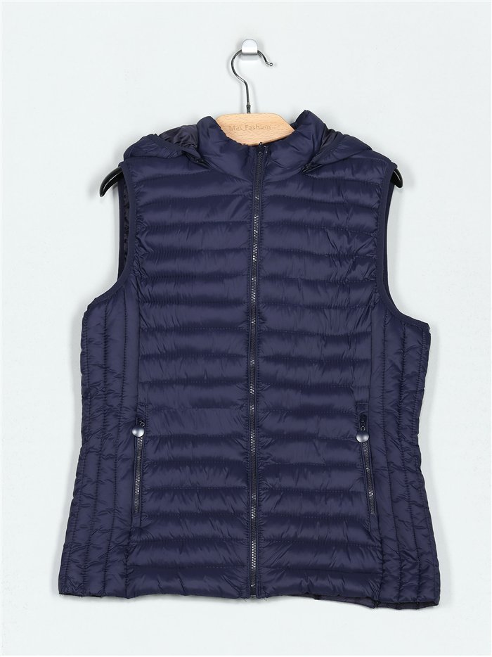 Quilted waistcoat with hood navy (42-50)