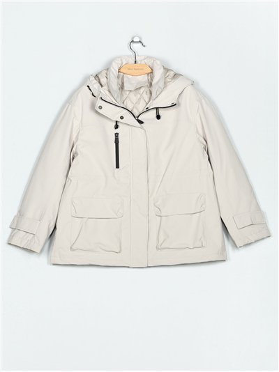 Oversized anorak with hood beige (M-XXL)