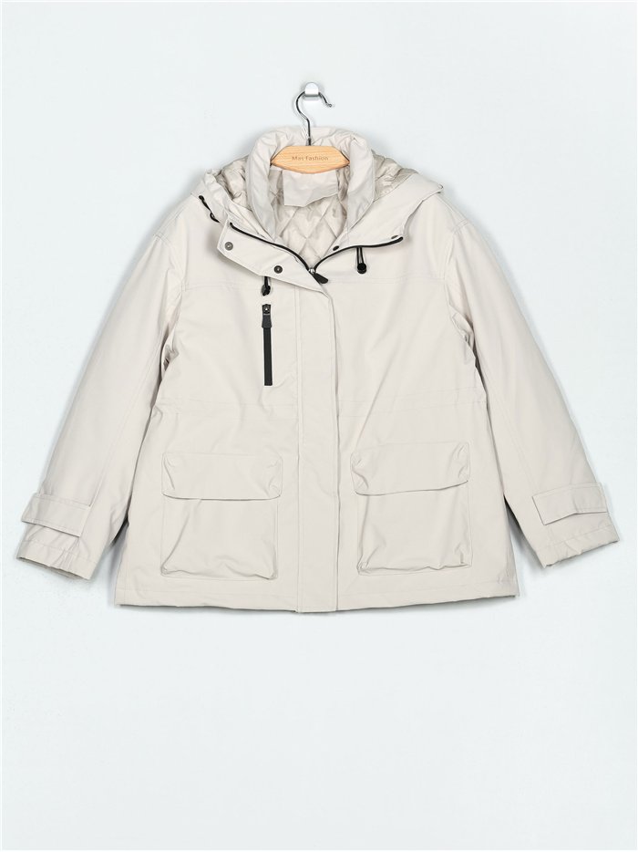 Oversized anorak with hood beige (M-XXL)