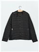 Quilted down puffer jacket with hood black (42-50)