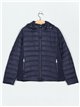 Quilted down puffer jacket with hood navy (42-50)