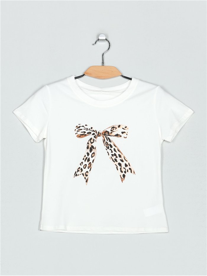 T-shirt with bow blanco (S-M)