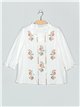 Embroidered linen effect blouse blanco (M-L-XL-2XL)