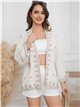 Embroidered linen effect kimono lino (M-L-XL)