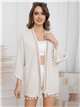 Embroidered linen effect kimono lino (M-L-XL)