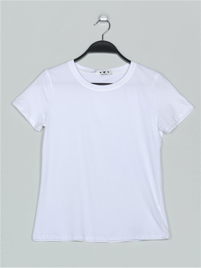 Camiseta básica cuello redondo blanco (S-XXL)