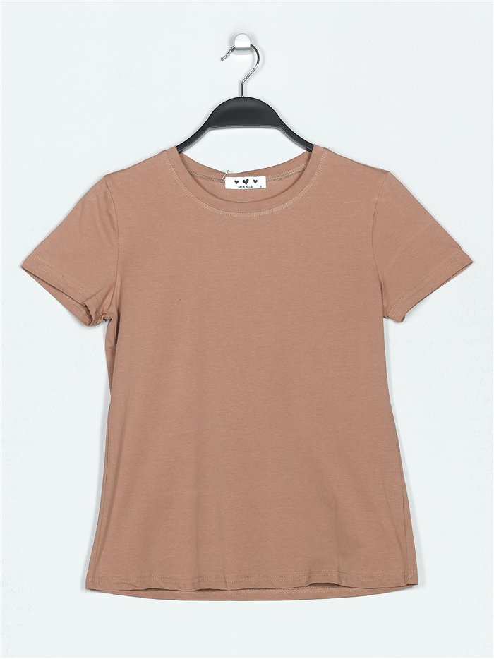 Camiseta básica cuello redondo marron-claro (S-XXL)