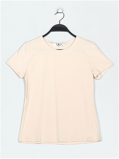 Round neck basic t-shirt crema (S-XXL)