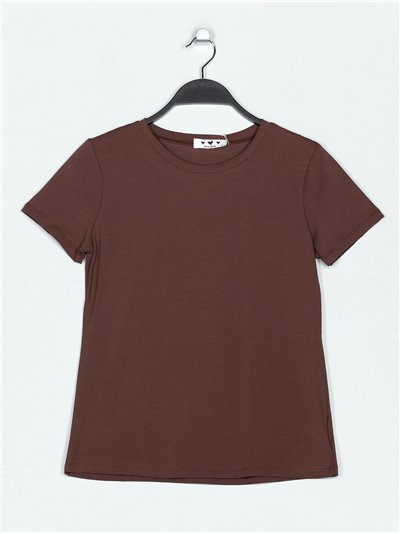 Round neck basic t-shirt marron-oscuro (S-XXL)