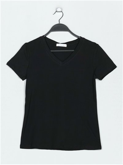 V-neck basic t-shirt negro (S-XXL)