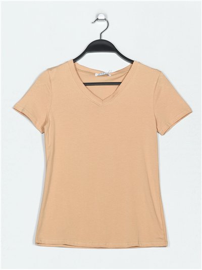 V-neck basic t-shirt camel (S-XXL)