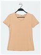 Camiseta básica cuello pico camel (S-XXL)