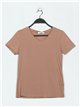 Camiseta básica cuello pico marron-claro (S-XXL)