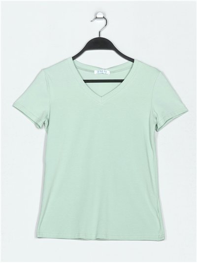 V-neck basic t-shirt verde-agua (S-XXL)