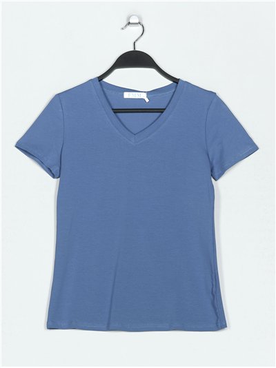 V-neck basic t-shirt azul-vaquero (S-XXL)