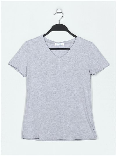 V-neck basic t-shirt gris-claro (S-XXL)