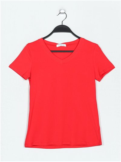 V-neck basic t-shirt rojo (S-XXL)