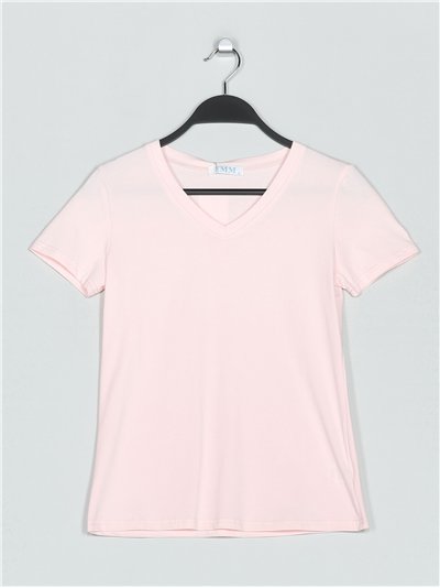 V-neck basic t-shirt rosa (S-XXL)