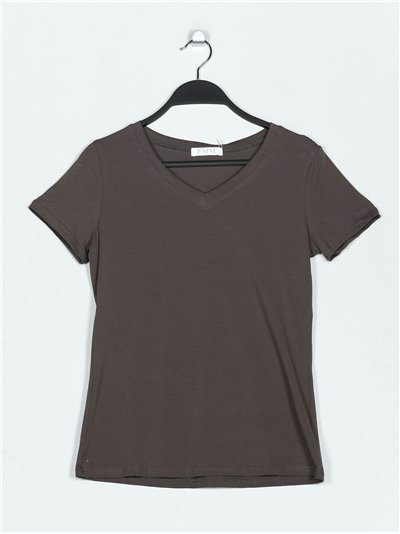 V-neck basic t-shirt gris-oscuro (S-XXL)