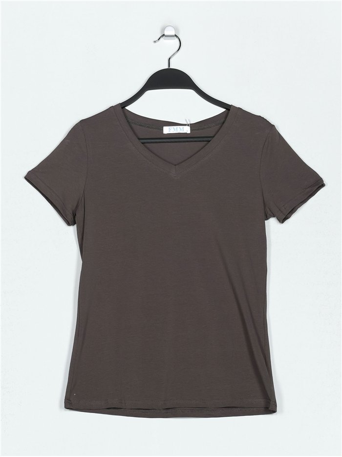 V-neck basic t-shirt gris-oscuro (S-XXL)