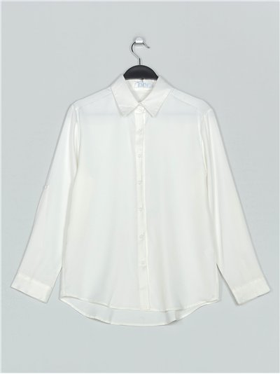 Camisa satinada blanco (S-3XL)