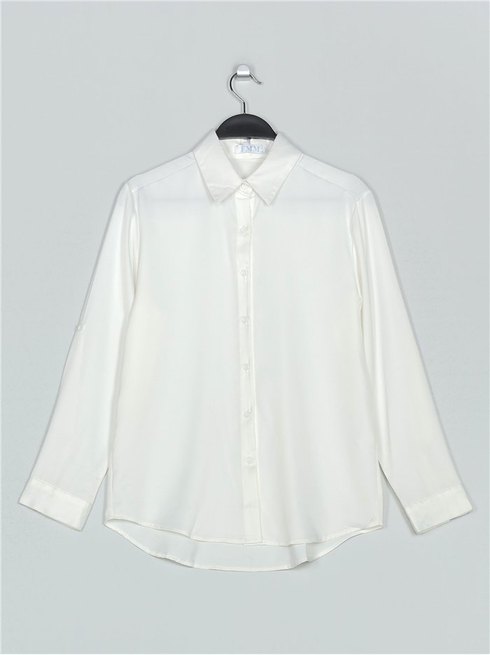 Camisa satinada blanco (S-3XL)