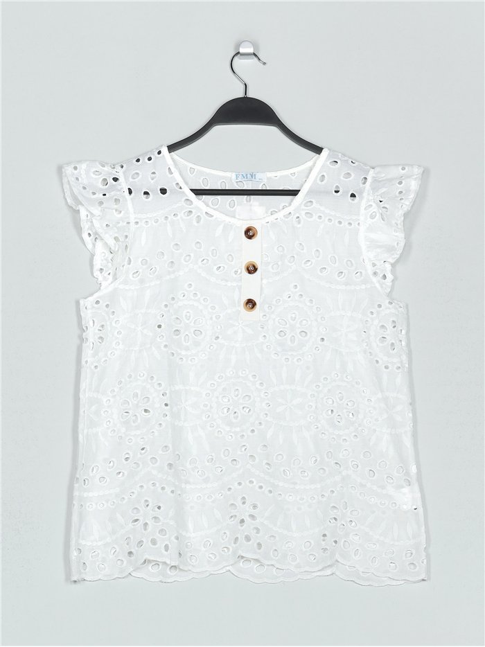 Blusa calada manga volantes blanco (M/L-XL/XXL)