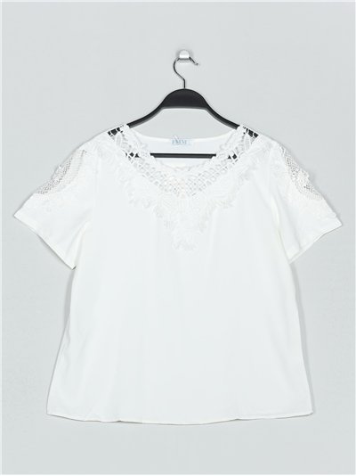 Oversized blouse with guipure blanco (M/L-XL/XXL)