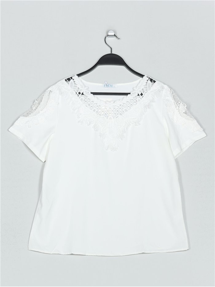 Oversized blouse with guipure blanco (M/L-XL/XXL)