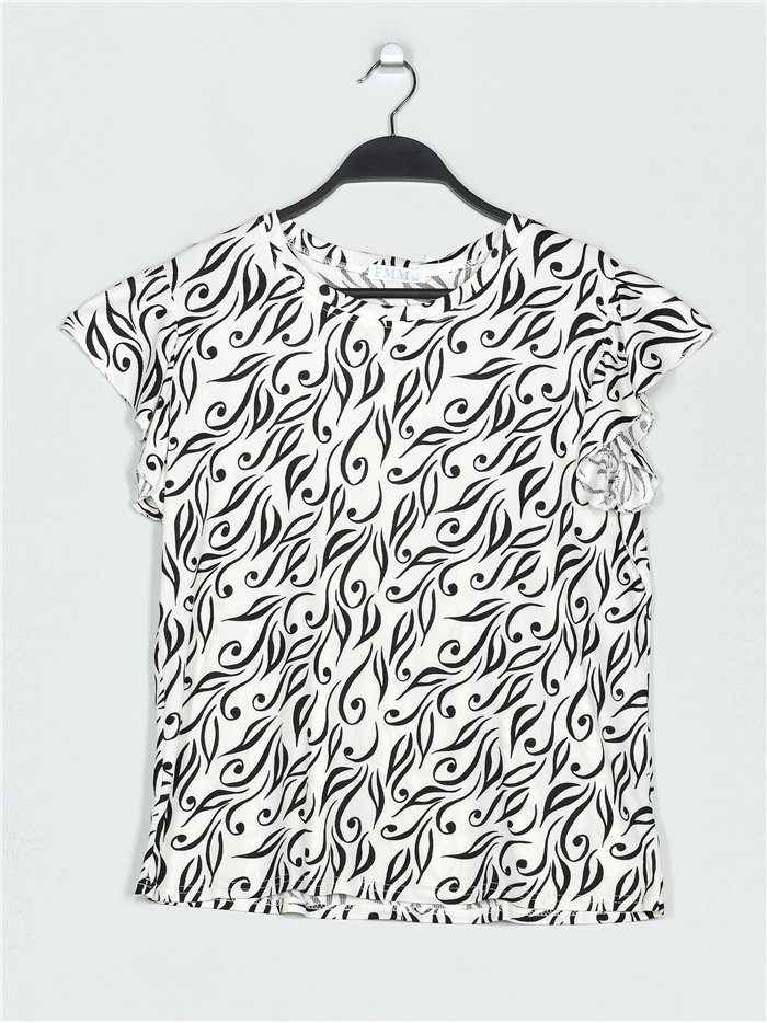 Printed t-shirt with ruffle trims (M/L-XL/XXL)