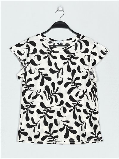 Printed t-shirt with ruffle trims (M/L-XL/XXL)