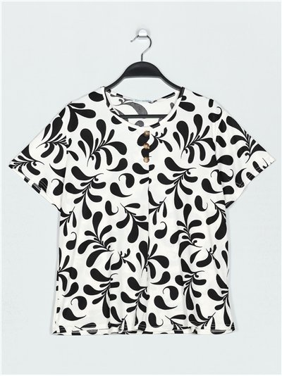 Printed t-shirt with ruffle trims (M/L-XL/XXL)