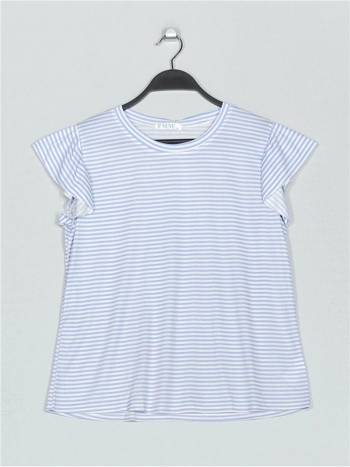 Striped t-shirt with ruffle trims (M/L-XL/XXL)