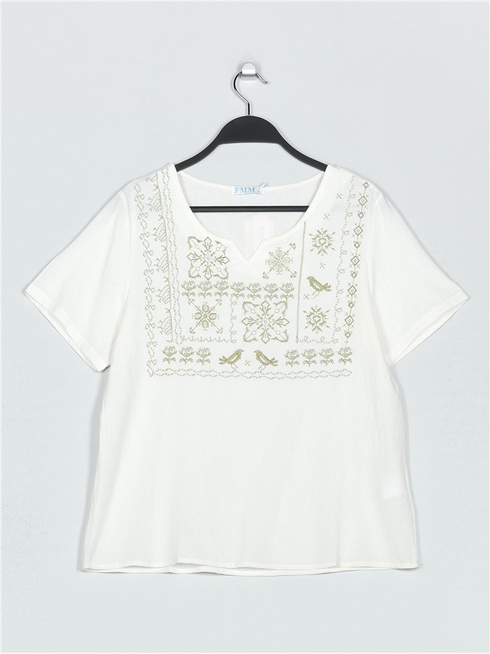 Blusa bordada efecto lino (M/L-XL/XXL)