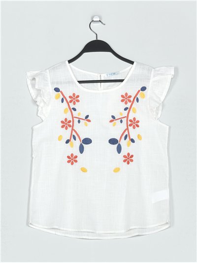 Embroidered blouse with ruffle trims (M/L-XL/XXL)