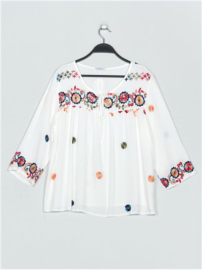 Oversized embroidered floral blouse (M/L-XL/XXL)